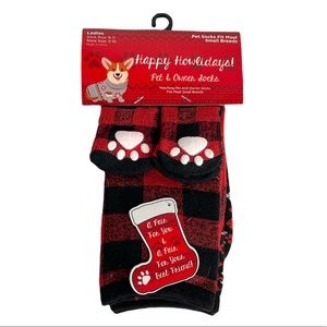 Happy Howlidays! Pet and Owner Matching Buffalo Check Socks, Red, Black